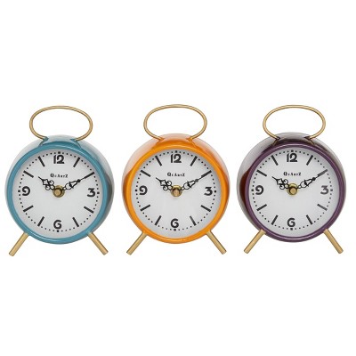 Olivia & May Set of 3 Wooden Ring Top Clocks : Silent Mechanism, MDF, Analog Display, No Assembly Required