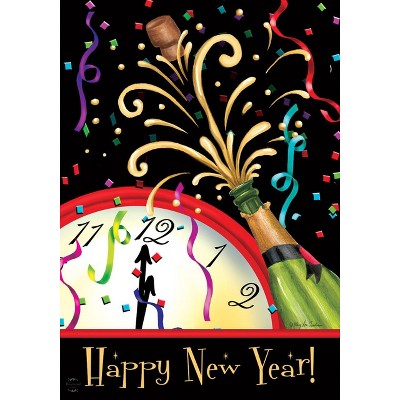 Briarwood Lane Winter New Yearu2019s House Flag 40x28 For Outdoor Happy New Year Clock House Flag Flag For New Yearu2019s House Flag