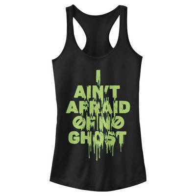 Juniors Womens Ghostbusters I Ain't Afraid of No Ghost Streak Racerback Tank Top