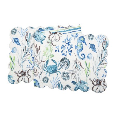 C&F Home Crescent Bay Quilted Reversible Nautical Beach Table Runner 14" x 51"