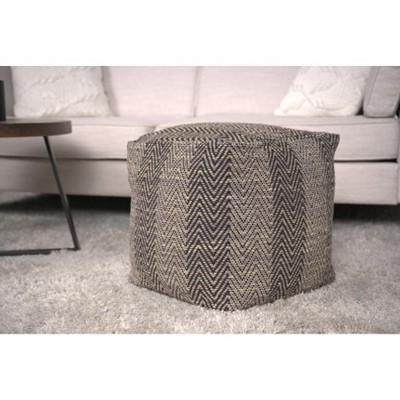 Barracuda Handcrafted Cotton Pouf, Brown and Beige