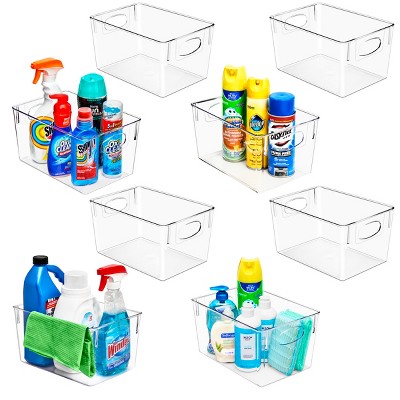 Sorbus Medium Clear Plastic Storage Bins, Clear Organizer Bins with Handle for Cleaning Supplies, Under Sink, Bathroom Organizers and Storage