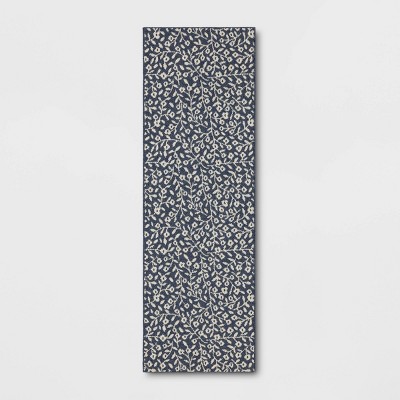 28"x84" Botanical Washable Runner Rug Indigo - Threshold™