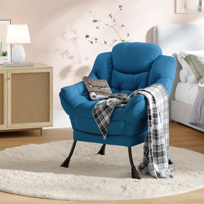 Lazy Chair with Folding Ottoman,Modern Large Accent Lounge Armchair with Side Pocket,Comfy Leisure Sofa Reading Chair,for Bedroom