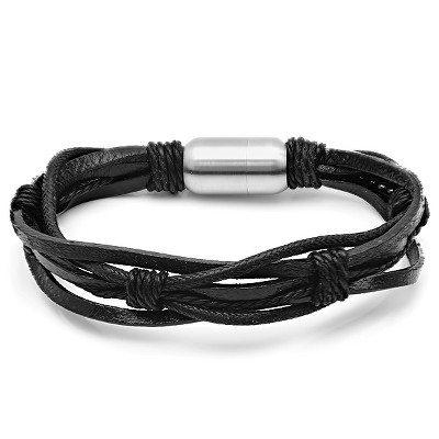 Steeltime Men's leather bracelet. Color Options: Brown, Black