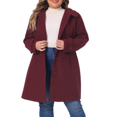 Agnes Orinda Women's Plus Size Peter Pan Collar Single Breasted with Pockets Pea Coats