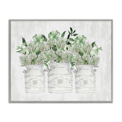 Stupell Industries Rustic Shamrock Bouquets Black Framed Giclee Art