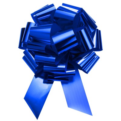 Unique Bargains Wedding Christmas Bright Metallic Gift Wrapping Large Pull Bows Ribbon 1 Pc Blue 18 inch