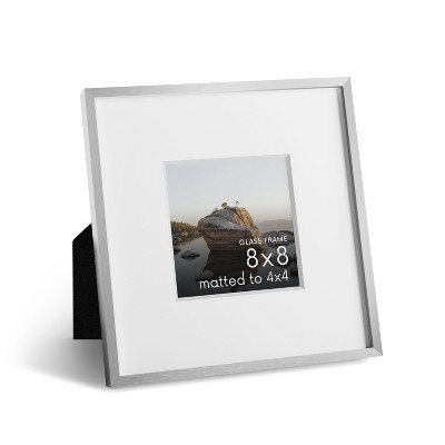 Haus and Hues Premium Brushed Metal Single Picture Frame with Real Glass
