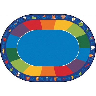 Carpets for Kids Fun with Phonics Blue Learning Rug, 8' 3" x 11' 8" Oval