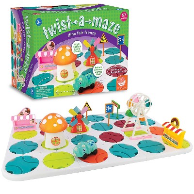 MindWare Twist-a-Maze Dino Fair Frenzy Toddler Puzzle Track Vehicle Set for Kids Ages 3 and Up