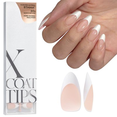 BTArtboxnails XCOATTIP® Press-On Nails - White French - Almond Nails -150ct