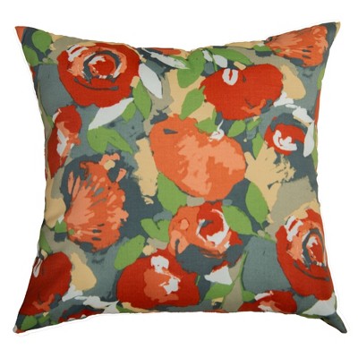 22"x22" Oversize Light Floral Poly Filled Square Throw Pillow - Rizzy Home: Water Resistant, UV Rated, Indoor/Outdoor Use