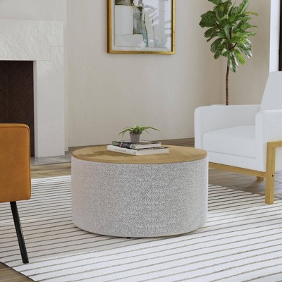Wood Top Storage Ottoman - HomePop