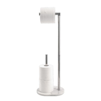 Cameo Bathroom Toilet Paper Free Standing - Tissue Roll Holder, Stainless Steel Rustproof, Non-Slip Stable Marble Base