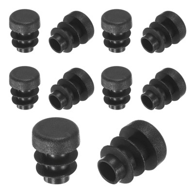 Unique Bargains Round Plastic Hole Plugs Patio Chairs Fences Metal Tubing Leg Cap Black