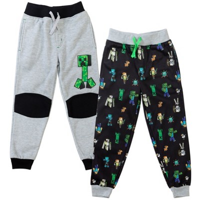 Minecraft Mobs Creeper Alex Little Boys Fleece 2 Pack Jogger Pants Grey / Black 5