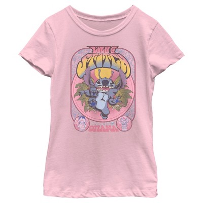 Girl's Lilo & Stitch Ohana Groovy Stitch Poster T-Shirt