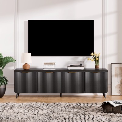 ChicFurnit Decorative Storage Cabinet Wavy Stripe Design with Golden Handles for Modern Living Room, 59.1"*13.8"*17.7"