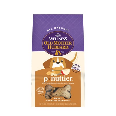 Old Mother Hubbard by Wellness Classic Crunchy P-Nuttier Biscuits Small Oven Baked with Carrot, Apple and Peanut Butter Flavor Dog Treats