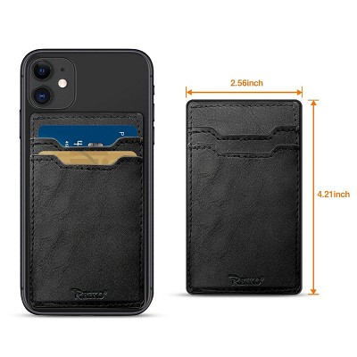 Reiko Leather Adhesive Pocket Card Holder with Two Slots In Black