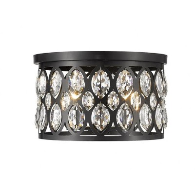 Dealey 4-Light Flushmount Ceiling Light with K9 Crystals - Dimmable, Steel, 15.75"
