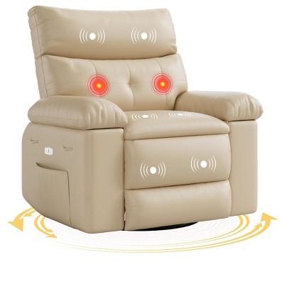 Oversized Recliner Chairs with Heat and Massage - 360° Swivel Lazy Recliner Chair for Adults- Manual Rocking Chair