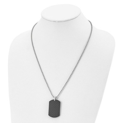 Chisel Stainless Steel Brushed Black Solid Carbon Fiber Dog Tag on a 22" Ball Chain Necklace