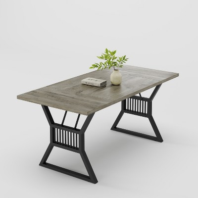 70.8 Inch Dining Table Set for 4-6,Kitchen Dinner Table with Heavy Duty Metal Legs,Farmhouse Wooden Eating Table for Lining Room,Home-No Chair