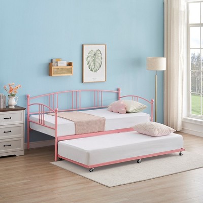 Whizmax Daybed and Trundle Frame Set, Premium Steel Slat Support, Daybed and Roll Out Trundle Accommodate
