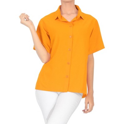 LA LEELA Women's Summer Casual Hawaiian Blouses Shirt Cute Blouse Short Sleeve Button Down Tops Tee Shirts Women
