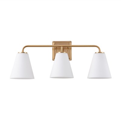 Dewdrop Vintage Wall Sconce 3-Light Brass Finish with White Frosted Glass ETL Certified for Bedroom Hallway