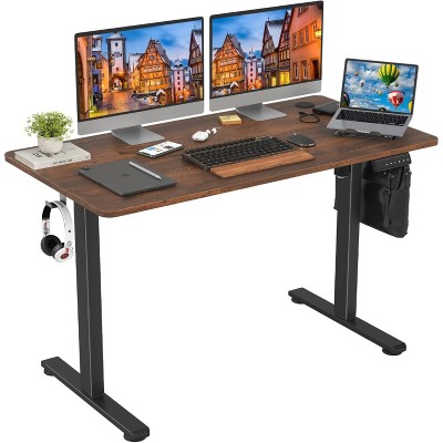 FONTOI Desks, Standing Desk with Adjustable Height, Working Desk with Large Legroom, Office Desk Computer Table, Black, 24"*55"*27.5"