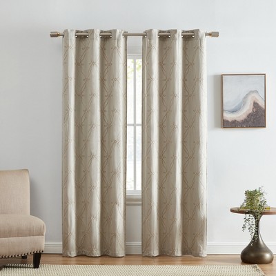 Elrene Palmetto Lattice Embroidered Blackout Window Curtain Panel, Set of 2 - Elrene Home Fashions