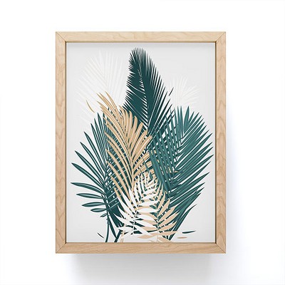 Evamatise Gold And Green Palm Leaves Framed Mini Art Print - Society6