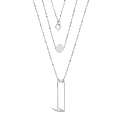 SHINE by Sterling Forever Geometric Multi Layer Necklace[SILVER]