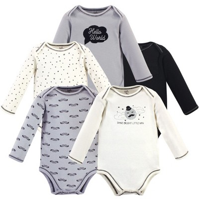 Touched by Nature Baby Boy Organic Cotton Long-Sleeve Bodysuits 5pk, Mr. Moon