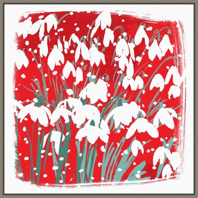 Amanti Art Snowdrops by Jenny Frean Canvas Wall Art Print Framed 22 x 22-in.