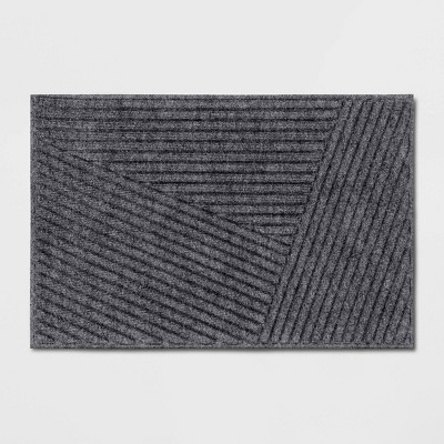 Absorbing Embossed Modern Lines Doormat Gray - Room Essentials™