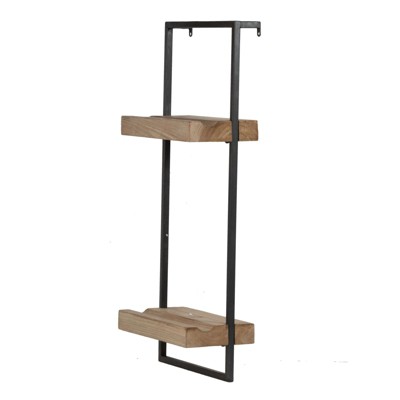 SEVOBAL Utility Storage Shelves Iron and Wood Wall Shelf with Two-Tier Design for Living Room and Kitchen, Black Brown, 12"*6"*27"