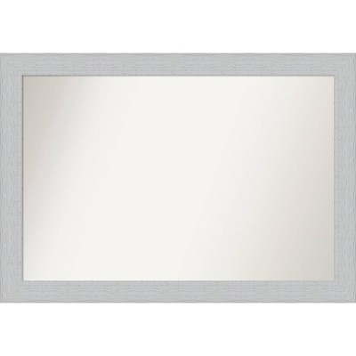 40" x 28" Non-Beveled Shiplap White Wood Wall Mirror - Amanti Art: Modern Rectangular, Includes Mount Hardware