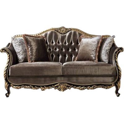 75" Betria Sofa Light Green Velvet, Gold and Black High Gloss Finish - Acme Furniture
