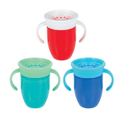 Nuby 7oz 2 Handle 360 Cup - Boy - 3pk