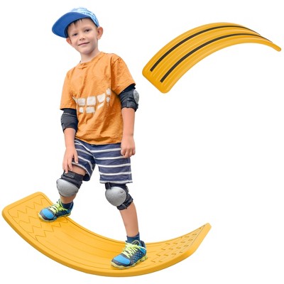 Qaba 32.3" Balance Board Wobble Board for Kids Toddlers, Curvy Rocker Board, Montessori Waldorf Toy, Ages for 3-6 Years Old