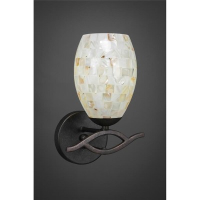 Toltec Lighting Revo 1 - Light Sconce in  Dark Granite with 5" Ivory Glaze Seashell Shade