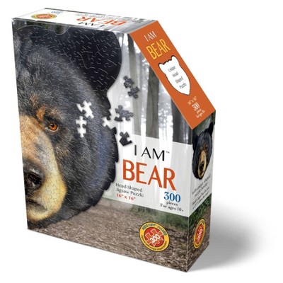 I AM Bear - 300 Pieces - Animal Shaped Jigsaw Puzzle-Black