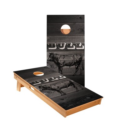 Skips Garage Black Barnwood Bull Cornhole Boards - ACA Star Series