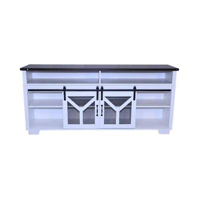 65.3" TV Stand with LED Light Strips,Y-Shaped Decorative Accents, Buffet Table for Living Room or Entryway, Fits TVs up to 75"
