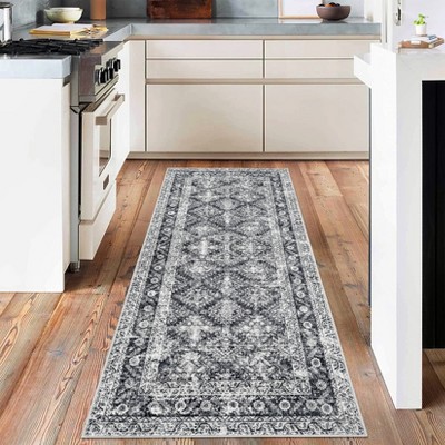 Floral Machine Washable Rugs,Boho Ultra Thin Soft Bedroom Floor Throw Carpet for Dorm Bathroom Nursery
