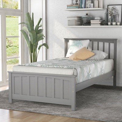 NicBex Twin Size Platform Bed Frame with Headboard and Footboard for Kids,Under Bed Storage,Wood Slat Support,No Box Spring Needed,Easy Assembly